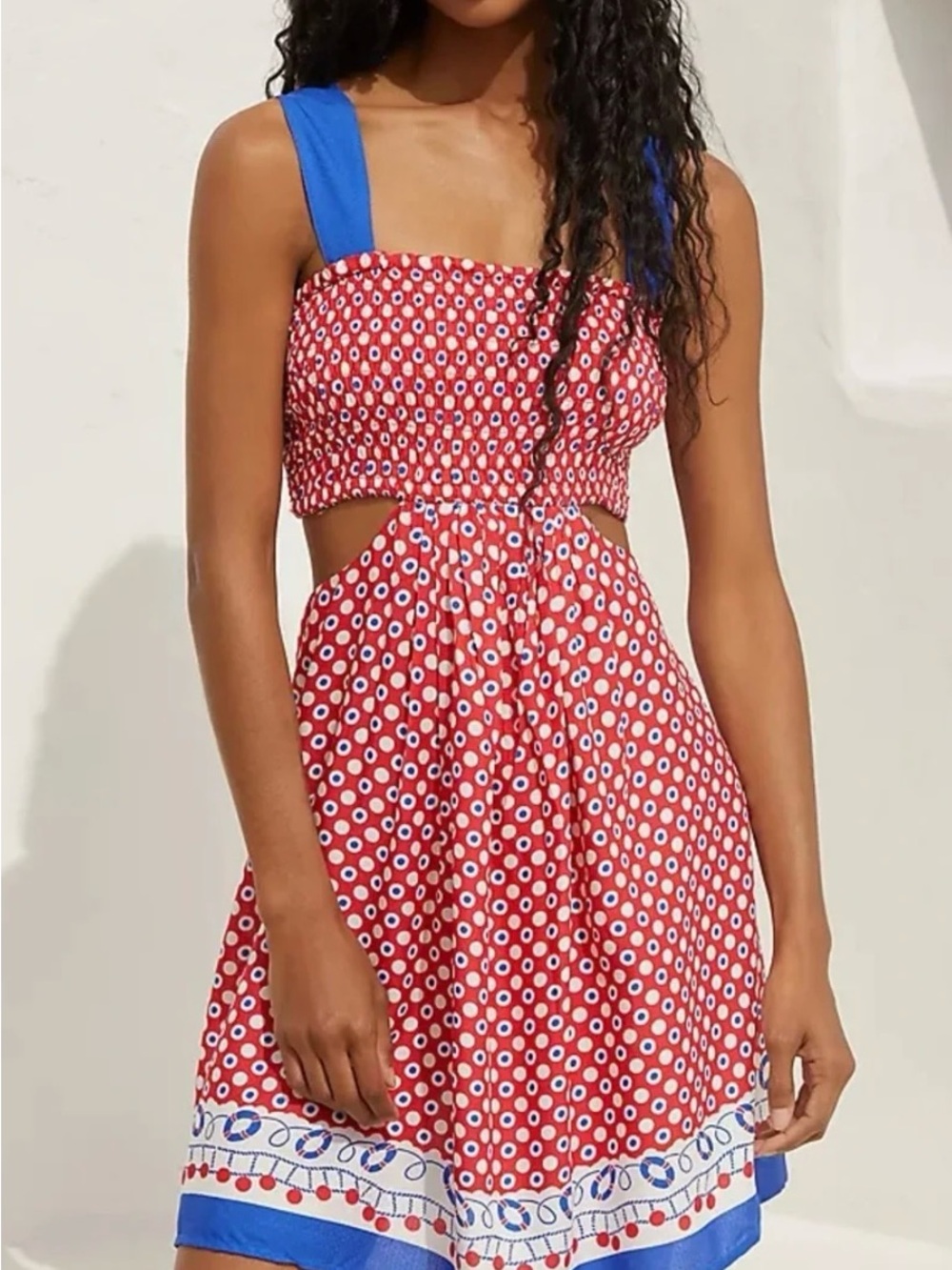 Celandine Piper Bandeau Cutout Red, White and Blue Nautical Mini Dress